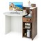 Oval Reception Desk with Lockable Drawer and Adjustable Open Shelf